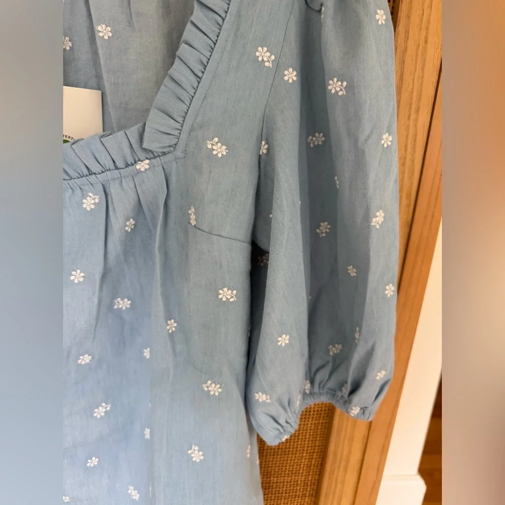 Sezane Kellia Blouse in Denim size 6 NWT 100% cotton - Picture 6 of 16